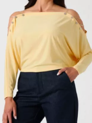 The Young and the Restless Sharon Newman Yellow Off-the-Shoulder Top