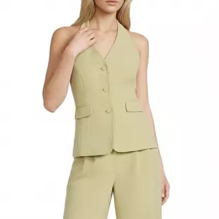 Clark Crepe Halter Neck Vest in Matcha