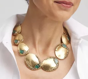 Aqua & Gold Collar Necklace