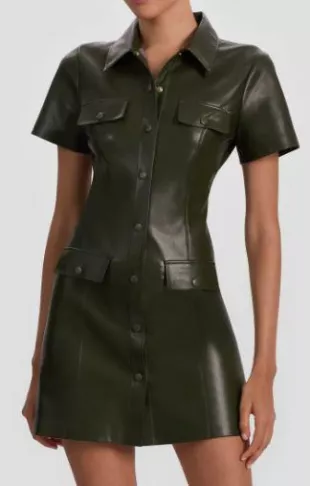 Jamie Faux Leather Mini Shirtdress