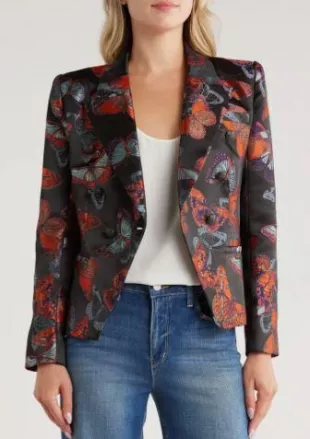 Marie Blazer in Multi Butterfly Jacquard