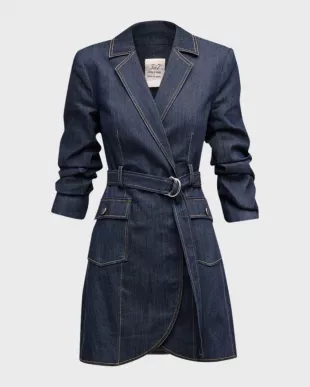 Jenessa Belted Denim Blazer Dress
