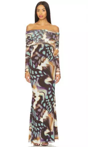 Thelma Dress in Feather Swirl
