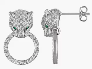 Jaguar Cubic Zirconia Hoop Earrings