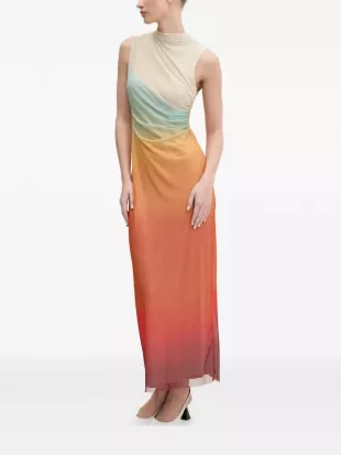 Ruched Ombré Maxi Dress