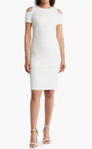 Scuba Cold Shoulder Sheath Dress