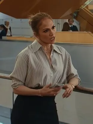 Jennifer Lopez Office Romance 2026 Striped Shirt