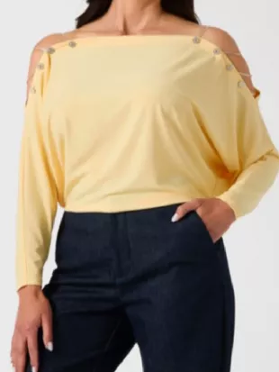The Young and the Restless Sharon Yellow Off-the-Shoulder Top