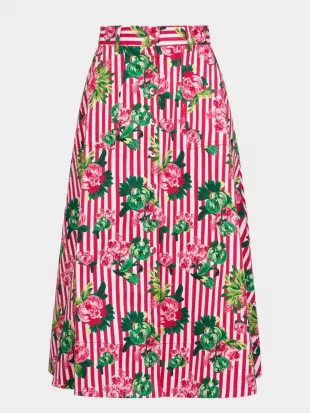 Kali C Skirt in Pivoines Stripe