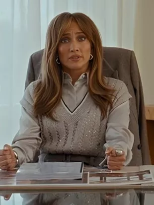 Office Romance Jennifer Lopez Embellished Sweater Vest