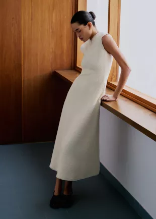 Fit + Flare Maxi Dress in Cream
