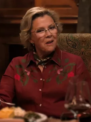 Annette Bening Dutton Ranch S01 Red Floral Embroidered Shirt