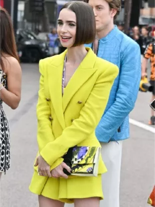 Lily Collins Emily In Paris S06 Yellow Blazer