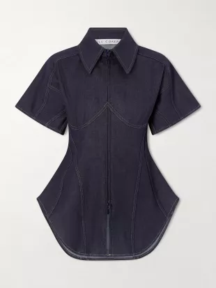 Paneled Denim Blouse