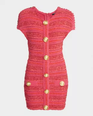 Chain Short Sleeve Tweed Mini Dress