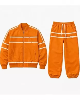 Timothee Chalamet 2026 NBA Finals Orange Tracksuit