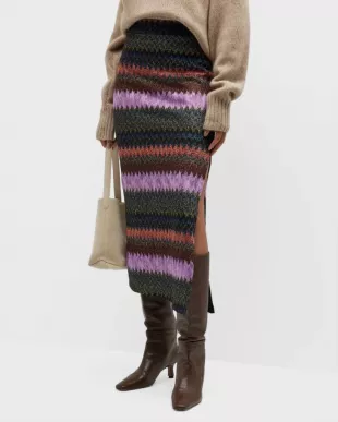 Metallic Whiskey Midi Skirt