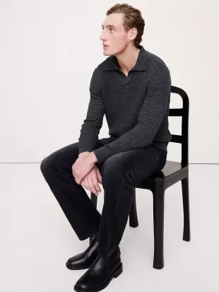 Linen-Cotton Slub Sweater Polo