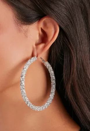 Statement Rhinestone Hoop Earrings