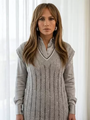 Office Romance Jennifer Lopez Embellished Sweater Vest