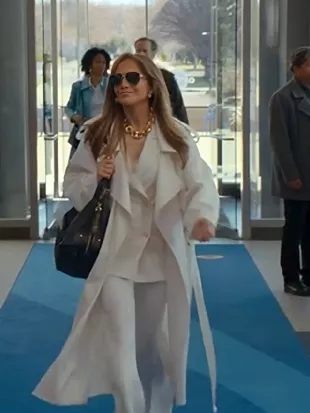 Office Romance 2026 Jennifer Lopez White Trench Coat