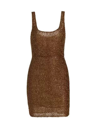 Women's Brown Inori Beaded Mini Dress