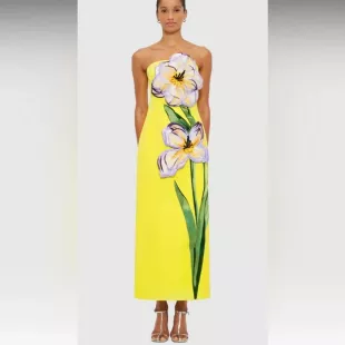 Yellow Iris Print Rayna Maxi Dress