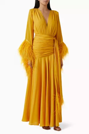 Women's Yellow Geisha Maxi Dress