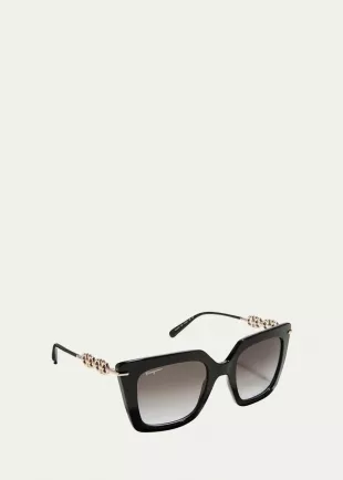Gancini Chain Square Acetate & Metal Sunglasses