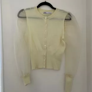 Butter Yellow Puff Sleeve Cardigan