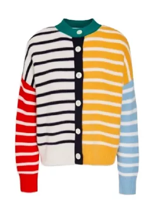 In The City S01 Danielle Olivera Colorblock Striped Cardigan