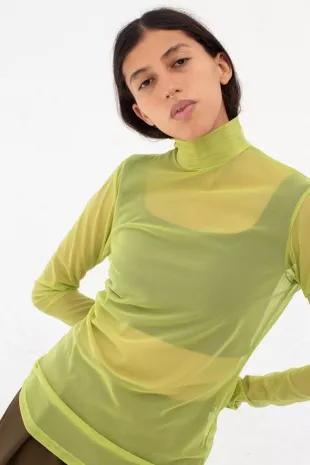 Kiwi Green Mesh Mockneck