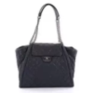 Studded CC Flap Tote Quilted Calfskin Large