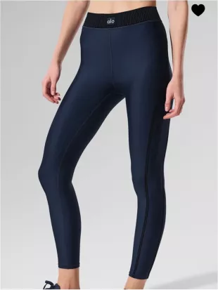 Navy Blue High Waist Flocking Detail Leggings
