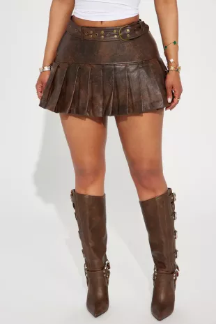 Giana Washed Faux Leather Mini Skirt