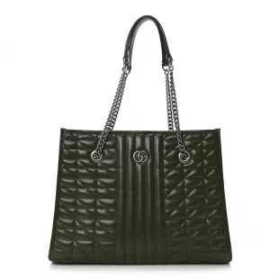 Calfskin Matelasse Aria Medium GG Marmont Shoulder Tote Military Wood