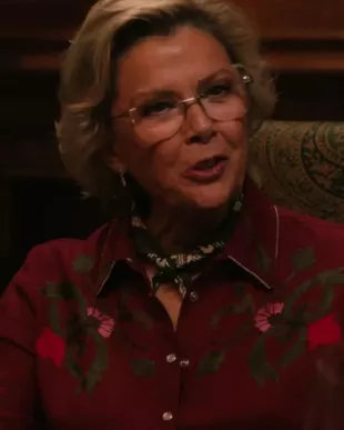 Dutton Ranch S01 Annette Bening Red Floral Embroidered Shirt