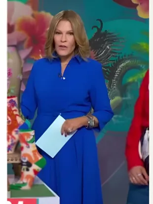 Good Morning America 2026 Tory Johnson Blue Belted Shirt Dress