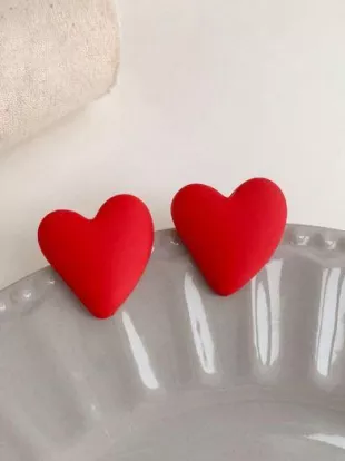 Paint Heart Shaped Stud Earrings Valentines