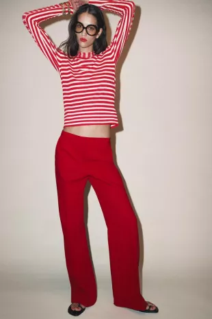 High-Waisted Straight Leg Pants