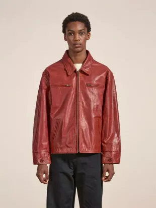 Marlboro Sun Faded Leather Racer Jacket