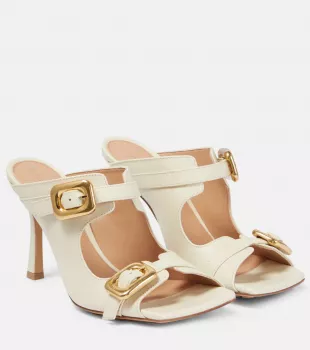 Stretch Buckle Mule Sandal in Sea Salt
