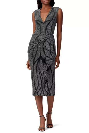 Metallic Knit Drape Dress