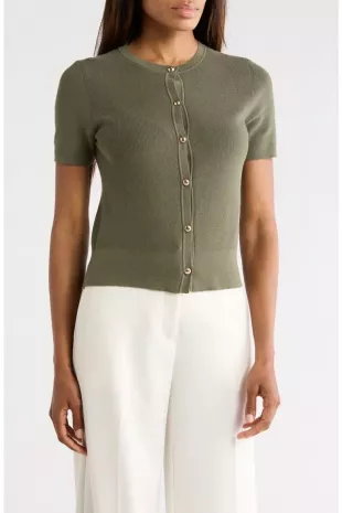 Plaza Short Sleeve Crop Cardigan