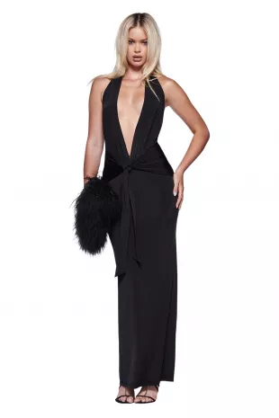 Ziva Plunge Tie Maxi Dress