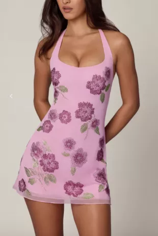Galene Embellished Halterneck Mini Dress