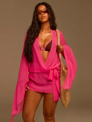 Women's Casual Beach Vacation Chiffon Cover Up Dress