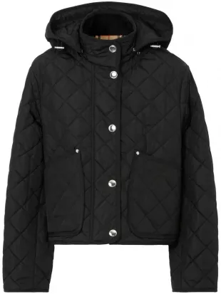 Detachable Hood Diamond Quilted Jacket