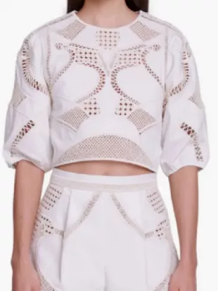 Battle on the Beach S07 Sarah Baeumler Lace Cut Out Top