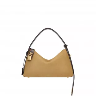 Gold Suede Hobo Bag
